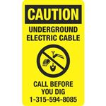 Caution Underground Electric Cable - 3 1/2 x 6